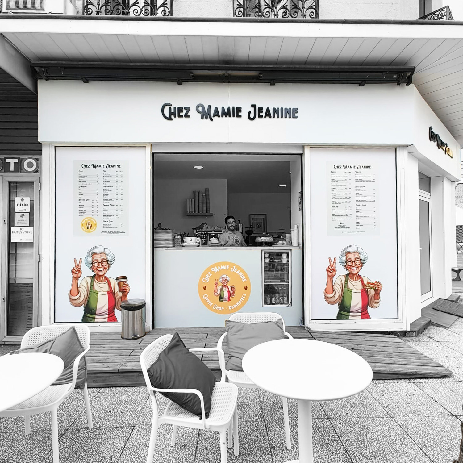 Réalisation communication - Chez Mamie Jeanine - Enseigne et marquage de vitrine - Hyères les palmiers