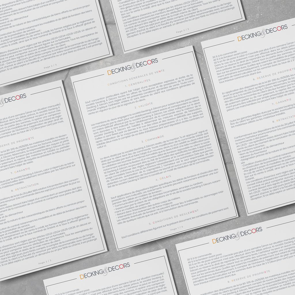 Documents administratifs pour Decking & Decors