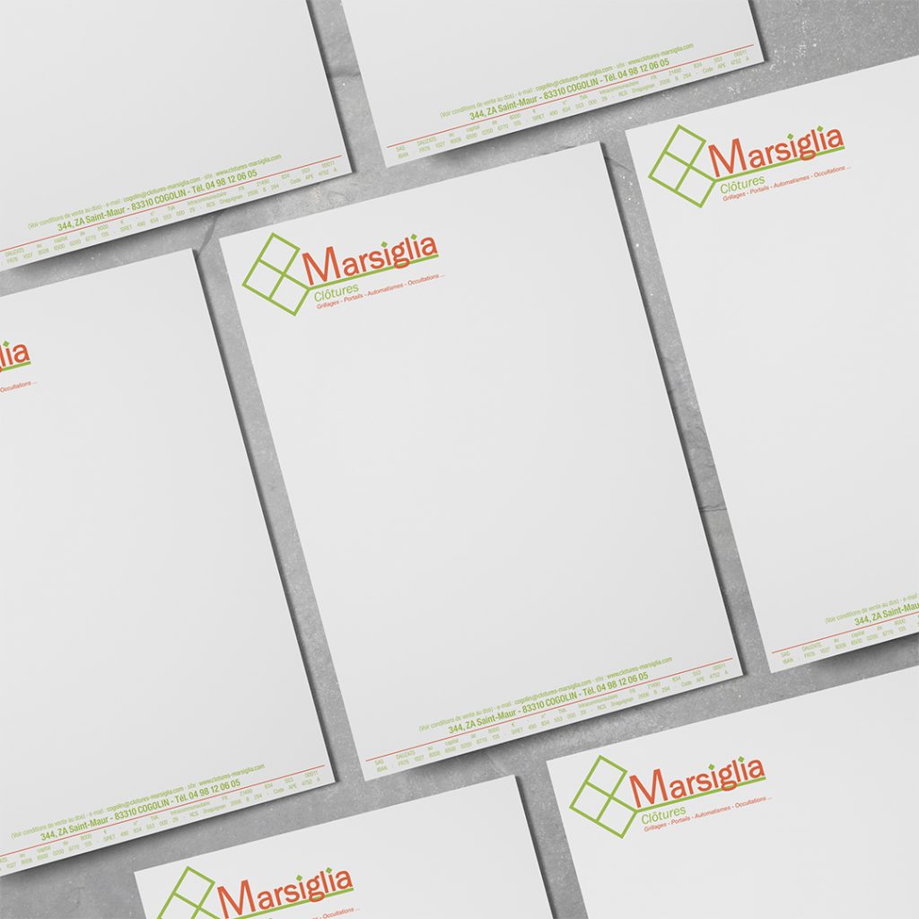 Papier à en-tête pour Marsiglia Clotures