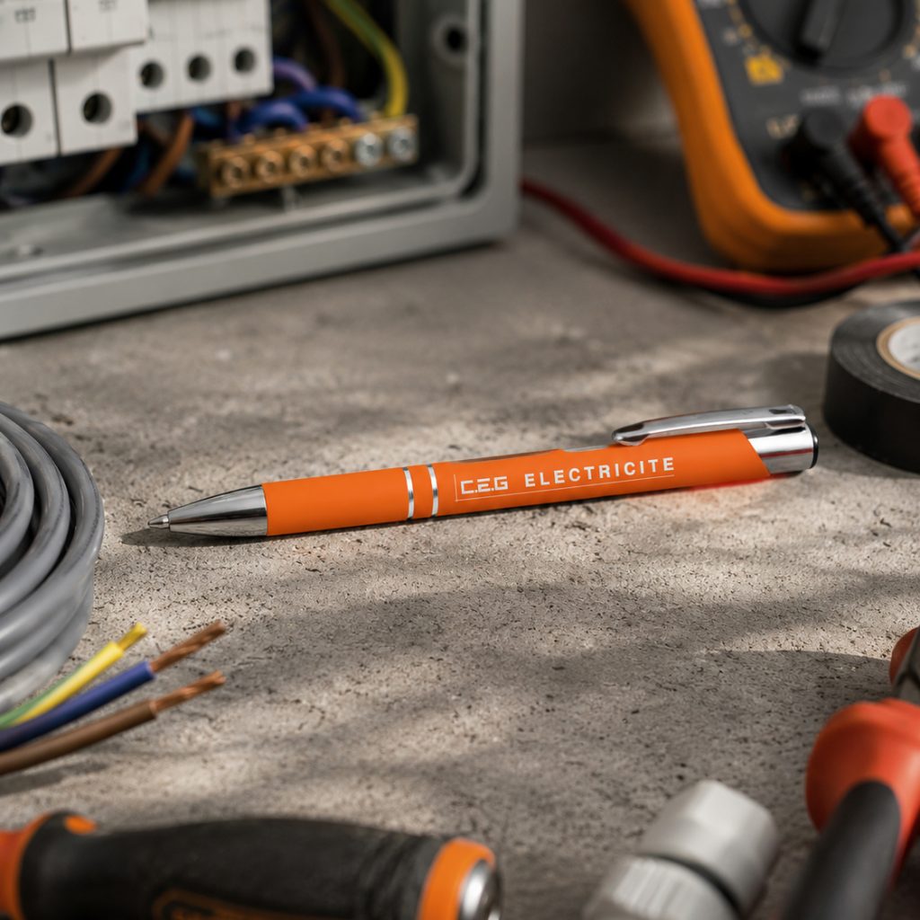 Stylos publicitaires gravés pour CEG Electricite