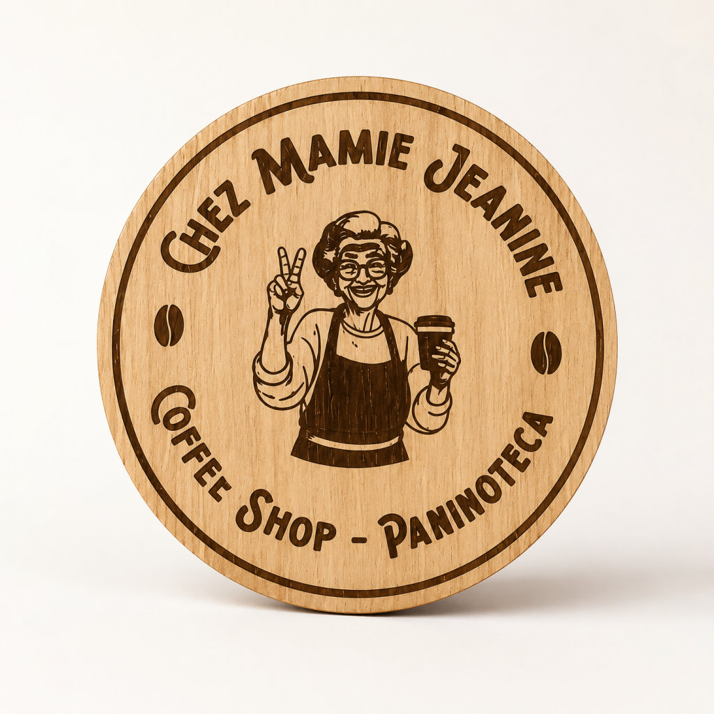 Sous-verres personnalisés pour Chez Mamie Jeanine