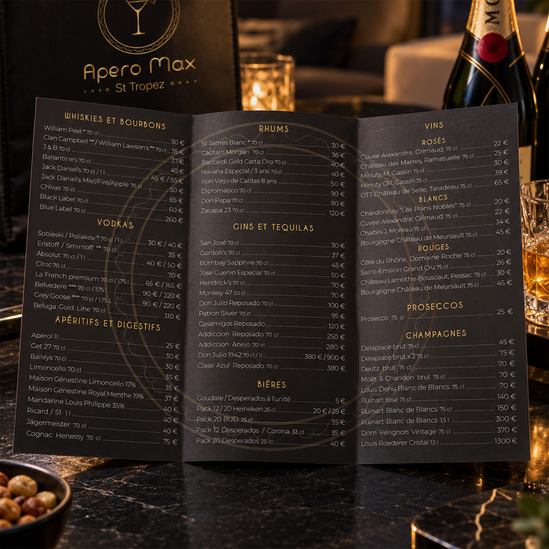 Dépliant publicitaire pour Apero Max