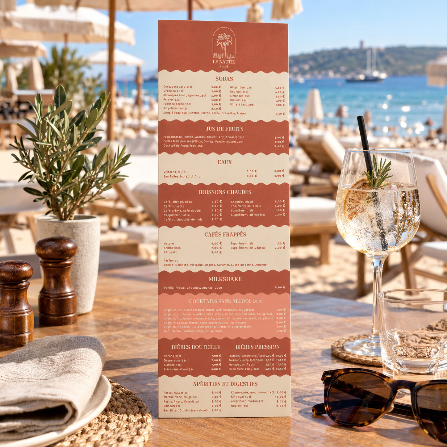 Création de menu pour Le Nautic Plage à La Croix-Valmer